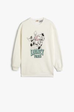 Koton Kız Çocuk Sweatshirt Looney Tunes Baskılı Lisanslı Uzun Kollu Bisiklet Yaka Şardonlu
