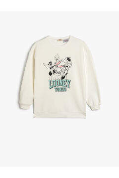 Koton Kız Çocuk Sweatshirt Looney Tunes Baskılı Lisanslı Uzun Kollu Bisiklet Yaka Şardonlu