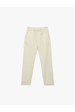 Koton Erkek Çocuk Cepli Keten ve Pamuk Karışımlı Beli Bağcıklı Basic Pantolon