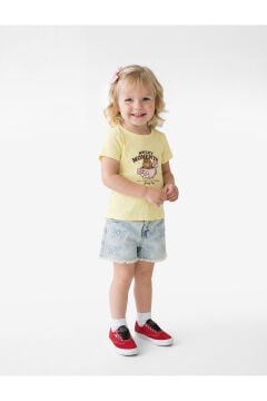Koton Kız Bebek Fiyonk Nakış Detaylı Cepli Pamuklu Denim Şort