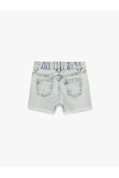Koton Kız Bebek Fiyonk Nakış Detaylı Cepli Pamuklu Denim Şort