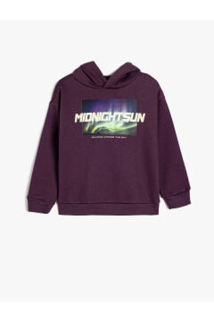 Koton Erkek Çocuk Oversize Kapşonlu Sweatshirt Baskı Detaylı Uzun Kollu