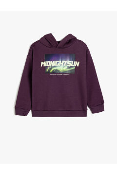 Koton Erkek Çocuk Oversize Kapşonlu Sweatshirt Baskı Detaylı Uzun Kollu