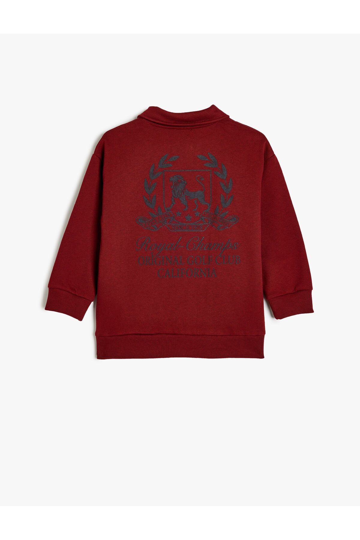 Koton Erkek Çocuk Oversize Polo Sweatshirt Uzun Kollu İşleme Detaylı Düğmeli