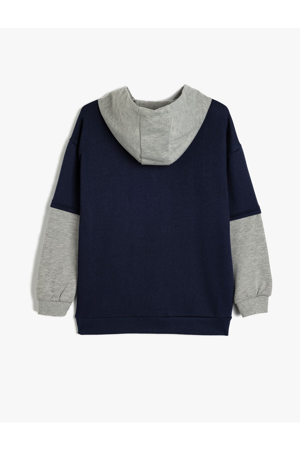 Koton Erkek Çocuk Kapşonlu Sweatshirt Renk Bloklu Brooklyn Baskılı Uzun Kollu Şardonlu
