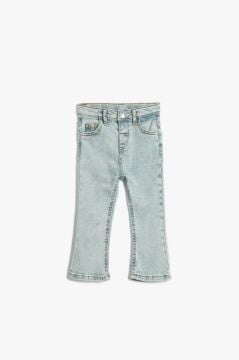 Koton Kız Bebek İspanyol Paça Kot Pantolon Cepli Pamuklu - Flare Jean
