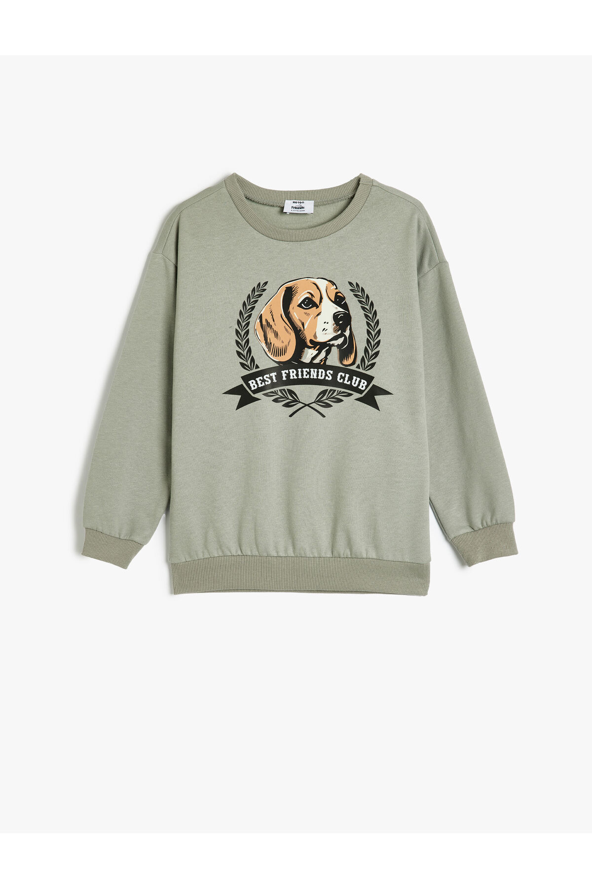 Koton Erkek Çocuk Oversize Sweatshirt Köpek Baskılı Bisiklet Yaka Uzun Kollu Pamuklu