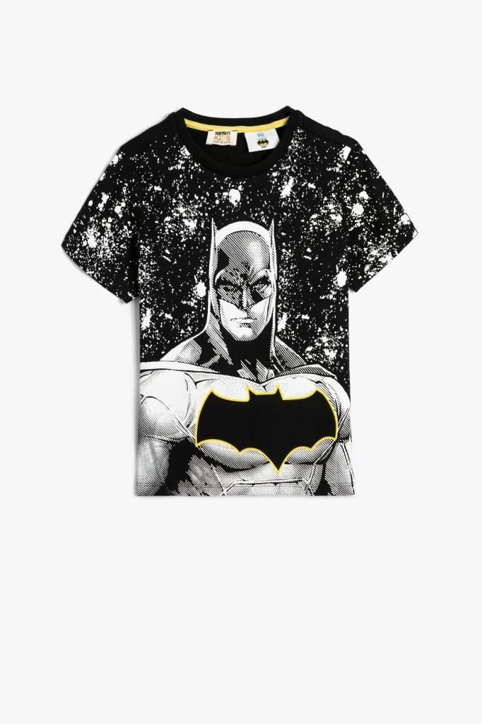 Koton Erkek Çocuk Batman Tişört Lisanslı Kısa Kollu Bisiklet Yaka Pamuklu