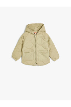 Koton Kız Bebek Kapitone Şişme Mont Kapşonlu Fermuar Kapamalı