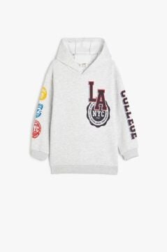Koton Erkek Çocuk Kapşonlu Sweatshirt Los Angeles Baskılı Uzun Kollu