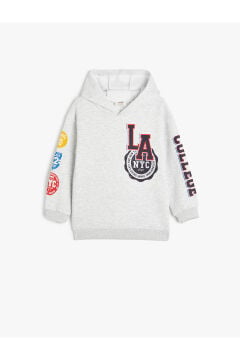 Koton Erkek Çocuk Kapşonlu Sweatshirt Los Angeles Baskılı Uzun Kollu