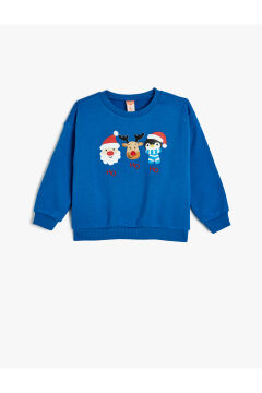 Koton Erkek Bebek Bisiklet Yaka Uzun Kollu Pamuklu Yılbaşı Baskılı Sweatshirt