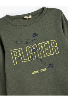 Koton Erkek Çocuk Sweatshirt Uzun Kollu Bisiklet Yaka Futbol Temalı Baskı Detaylı
