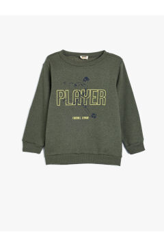 Koton Erkek Çocuk Sweatshirt Uzun Kollu Bisiklet Yaka Futbol Temalı Baskı Detaylı