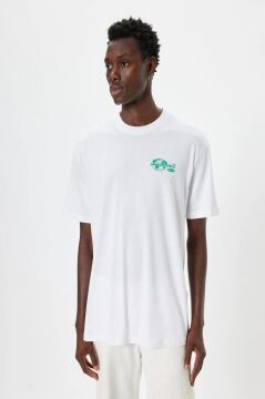 Koton Oversize Tişört Slogan Baskılı Kısa Kollu Bisiklet Yaka Pamuklu