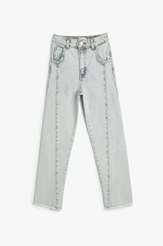 Koton Kız Çocuk Kot Pantolon Pamuklu Bol Paça Rahat Kesim - Loose Jean