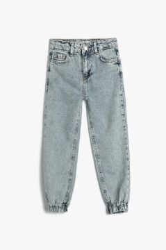 Koton Kız Çocuk Jogger Kot Pantolon Cepli Pamuklu Beli Lastikli - Jogger Jeans