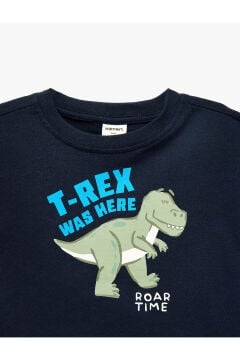 Koton Erkek Bebek Dinozor Baskılı Kısa Kollu Bisiklet Yaka Pamuklu Tişört