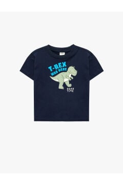 Koton Erkek Bebek Dinozor Baskılı Kısa Kollu Bisiklet Yaka Pamuklu Tişört