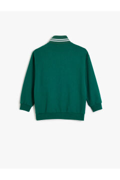 Koton Erkek Çocuk Sweatshirt Dik Yaka Yarım Fermuarlı Kolej Baskılı Pamuklu