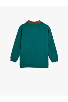 Koton Erkek Çocuk Gömlek Yaka Sweatshirt Baskı Detaylı Uzun Kollu