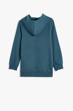 Koton Erkek Çocuk Kapşonlu Sweatshirt Motosiklet Baskılı Uzun Kollu