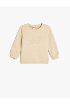 Koton Erkek Bebek Pamuklu Şardonlu Uzun Kollu Bisiklet Yaka Sweatshirt