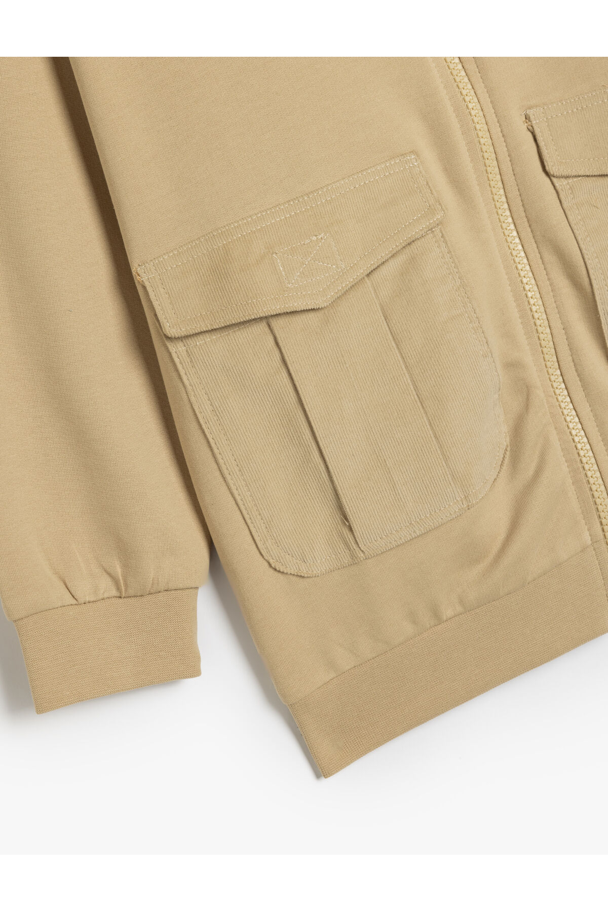Koton Çocuk Oversize Kapşonlu Fermuarlı Sweatshirt Cepli Uzun Kollu Pamuklu Şardonlu