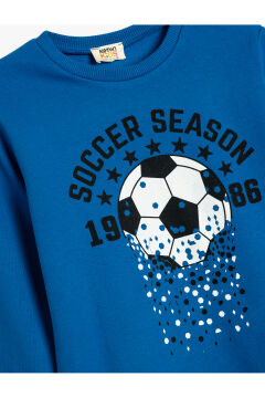 Koton Erkek Çocuk Sweatshirt Uzun Kollu Bisiklet Yaka Futbol Baskılı Şardonlu