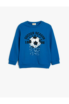 Koton Erkek Çocuk Sweatshirt Uzun Kollu Bisiklet Yaka Futbol Baskılı Şardonlu