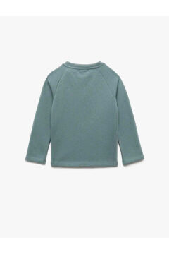 Koton Erkek Bebek Pamuklu Düğmeli Uzun Reglan Kollu Bisiklet Yaka Sweatshirt