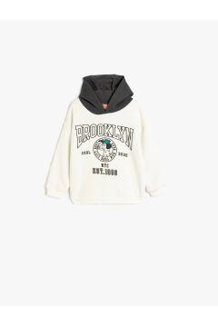 Koton Erkek Bebek Pamuklu Şardonlu Uzun Kollu Baskılı Kapşonlu Sweatshirt