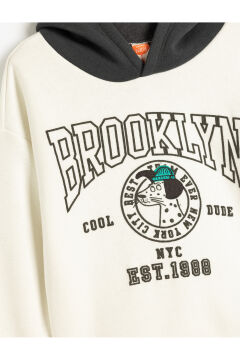 Koton Erkek Bebek Pamuklu Şardonlu Uzun Kollu Baskılı Kapşonlu Sweatshirt