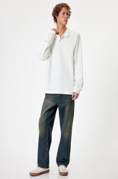 Koton Polo Yaka Sweatshirt Düğmeli Pamuklu