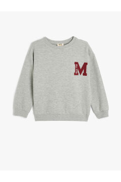 Koton Erkek Çocuk Bisiklet Yaka Slogan Baskılı Uzun Kollu Sweatshirt