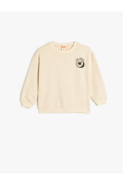 Koton Erkek Bebek Nakış Detaylı Uzun Kollu Bisiklet Yaka Pamuklu Sweatshirt