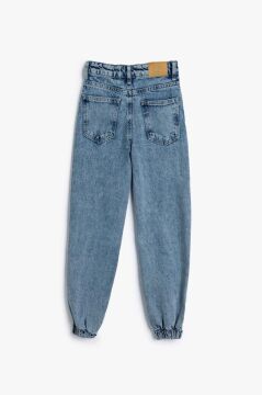 Koton Kız Çocuk Kot Pantolon Beli ve Paçası Lastikli Pamuklu - Jegging Jean
