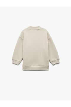 Koton Erkek Bebek Nakışlı Uzun Kollu Şardonlu Dik Yaka Sweatshirt