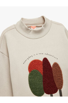 Koton Erkek Bebek Nakışlı Uzun Kollu Şardonlu Dik Yaka Sweatshirt