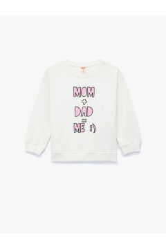 Koton Kız Bebek Pamuklu Uzun Kollu Bisiklet Yaka Baskılı Sweatshirt