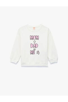 Koton Kız Bebek Pamuklu Uzun Kollu Bisiklet Yaka Baskılı Sweatshirt