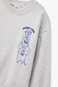 Koton Erkek Bebek Canavar Baskılı Uzun Kollu Bisiklet Yaka Sweatshirt