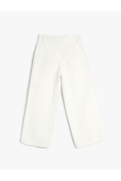 Koton Kız Çocuk Bol Paça Kot Pantolon Önde Cep Detaylı Pamuklu - Crop Wide Leg Jean