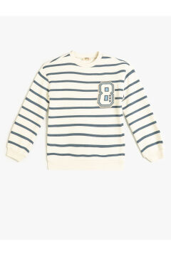 Koton Kız Çocuk Sweatshirt Uzun Kollu Bisiklet Yaka Aplike Detaylı