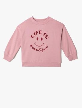 Koton Kız Çocuk Bisiklet Yaka Sweatshirt Baskılı