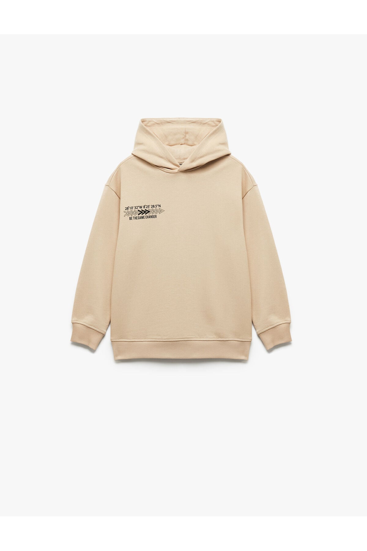 Koton Erkek Çocuk Şardonlu Uzun Kollu Pamuklu Baskılı Oversize Kapşonlu Sweatshirt