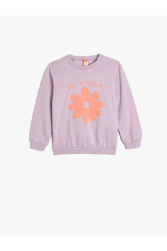 Koton Kız Bebek Çiçekli Sweatshirt Uzun Kollu Bisiklet Yaka Pamuklu
