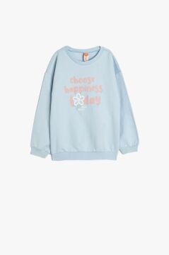 Koton Kız Bebek Pamuklu Uzun Kollu Slogan Baskılı Sweatshirt