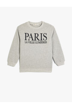 Koton Erkek Çocuk Sweatshirt Paris Baskılı Bisiklet Yaka Uzun Kollu Şardonlu