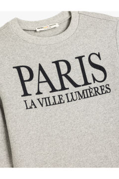 Koton Erkek Çocuk Sweatshirt Paris Baskılı Bisiklet Yaka Uzun Kollu Şardonlu